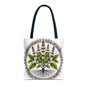 Vibrant Mint Herb Botanical Tote - Versatile Daily Bag - Dipaliz - Bags