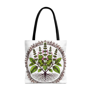 Vibrant Mint Herb Botanical Tote - Versatile Daily Bag - Dipaliz - Bags