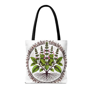 Mint Herb Botanical Tote Bag - Vibrant Style Design - Dipaliz - Bags