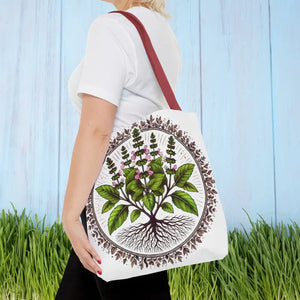 Mint Herb Botanical Tote Bag - Vibrant Style Design - Dipaliz - Bags