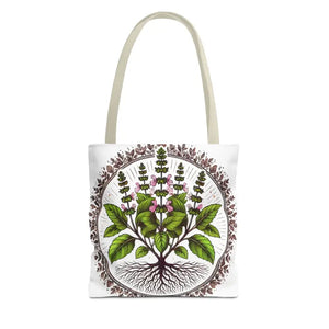 Mint Herb Botanical Tote Bag - Vibrant Style Design - Dipaliz - 13’’ × / Beige - Bags
