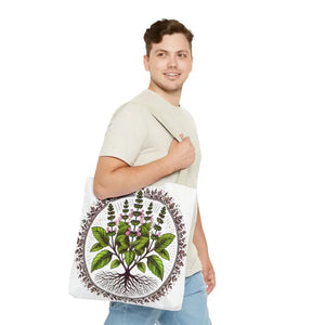 Mint Herb Botanical Tote Bag - Vibrant Style Design - Dipaliz - Bags