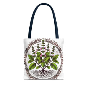 Mint Herb Botanical Tote Bag - Vibrant Style Design - Dipaliz - 13’’ × / Navy - Bags