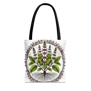 Mint Herb Botanical Tote Bag - Vibrant Style Design - Dipaliz - Bags