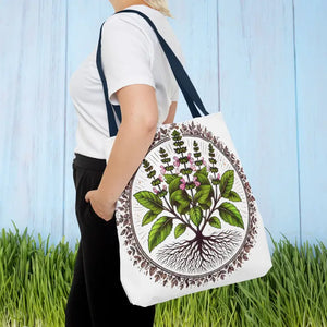 Mint Herb Botanical Tote Bag - Vibrant Style Design - Dipaliz - Bags