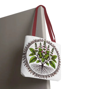 Mint Herb Botanical Tote Bag - Vibrant Style Design - Dipaliz - Bags
