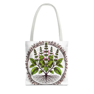 Mint Herb Botanical Tote Bag - Vibrant Style Design - Dipaliz - 13’’ × / White - Bags