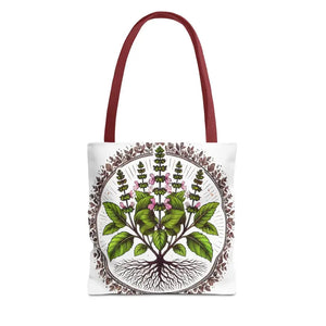 Mint Herb Botanical Tote Bag - Vibrant Style Design - Dipaliz - 13’’ × / Red - Bags