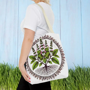 Mint Herb Botanical Tote Bag - Vibrant Style Design - Dipaliz - Bags