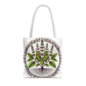 Mint Herb Botanical Tote Bag - Vibrant Style Design - Dipaliz - 16’’ × / White - Bags