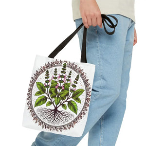 Mint Herb Botanical Tote Bag - Vibrant Style Design - Dipaliz - Bags