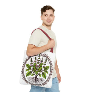 Mint Herb Botanical Tote Bag - Vibrant Style Design - Dipaliz - Bags