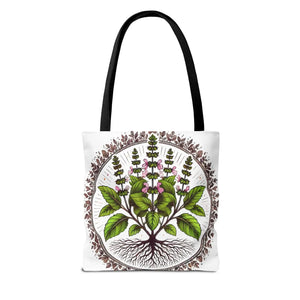Vibrant Mint Herb Botanical Tote - Versatile Daily Bag - Dipaliz - Bags