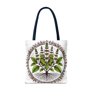 Mint Herb Botanical Tote Bag - Vibrant Style Design - Dipaliz - Bags