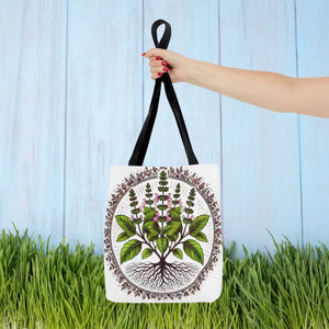 Mint Herb Botanical Tote Bag - Vibrant Style Design - Dipaliz - 13’’ × / Black - Bags