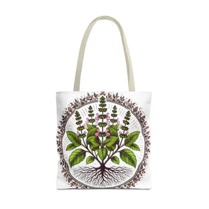 Mint Herb Botanical Tote Bag - Vibrant Style Design - Dipaliz - 18’’ × / Beige - Bags