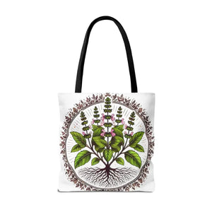 Mint Herb Botanical Tote Bag - Vibrant Style Design - Dipaliz - Bags