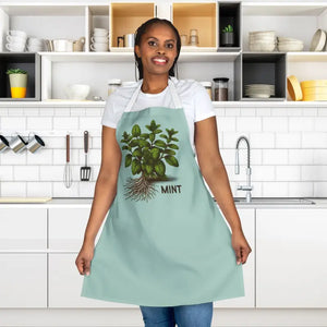 Mint Leaves Apron - Stylish Tie-back Closure Kitchen Essential - Dipaliz - Aprons