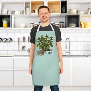 Mint Leaves Apron - Stylish Tie-back Closure Kitchen Essential - Dipaliz - Aprons