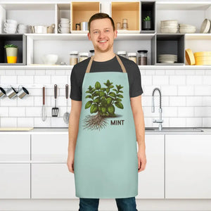Mint Leaves Apron - Stylish Tie-back Closure Kitchen Essential - Dipaliz - Aprons