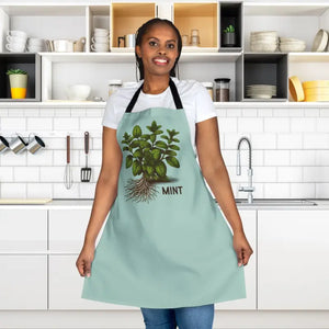 Mint Leaves Apron - Stylish Tie-back Closure Kitchen Essential - Dipaliz - one Size / Black - Aprons
