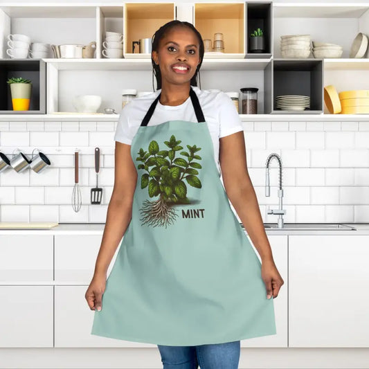 Style in the Kitchen with Mint Leaves Apron - one Size / Black