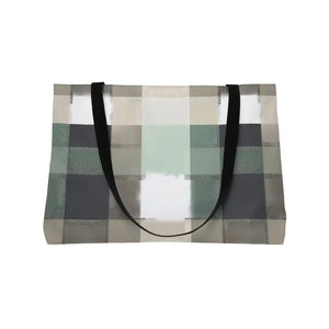 Bags - Mint Plaid Weekender Tote Bag - Large Travel Beach Carryall - Dipaliz 24’’ × 13’’