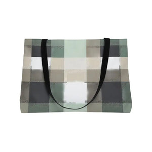 Bags - Mint Plaid Weekender Tote Bag - Large Travel Beach Carryall - Dipaliz 24’’ × 13’’