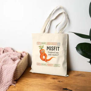 Organic Cotton Tote Bag - Eco Friendly Misfit Style - Dipaliz - Natural / 15’’ x 16’’ - Shopping Totes