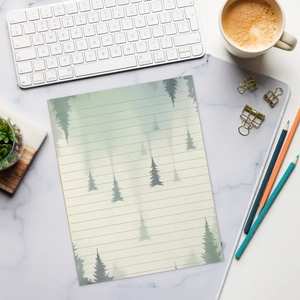 Notepads - Misty Forest Landscape Notepad - Ruled 8.76x11.65 - Dipaliz