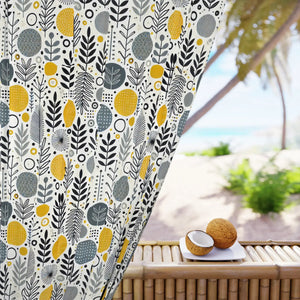 Modern Floral Window Curtain – Gray Polka Dot - Dipaliz - Curtains