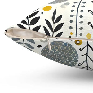 Home Decor - Modern Floral Yellow Grey Accent Pillow - Spun Polyester - Dipaliz