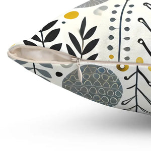 Home Decor - Modern Floral Yellow Grey Accent Pillow - Spun Polyester - Dipaliz