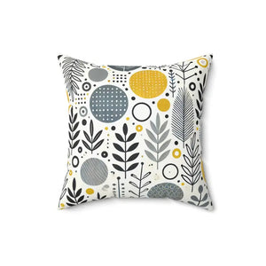 Home Decor - Modern Floral Yellow Grey Accent Pillow - Spun Polyester - Dipaliz