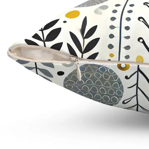 Home Decor - Modern Floral Yellow Grey Accent Pillow - Spun Polyester - Dipaliz