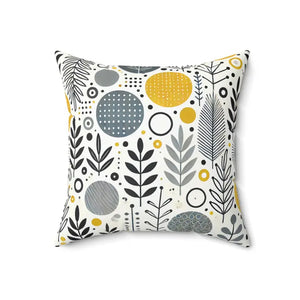 Home Decor - Modern Floral Yellow Grey Accent Pillow - Spun Polyester - Dipaliz 18’’ ×