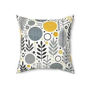 Home Decor - Modern Floral Yellow Grey Accent Pillow - Spun Polyester - Dipaliz