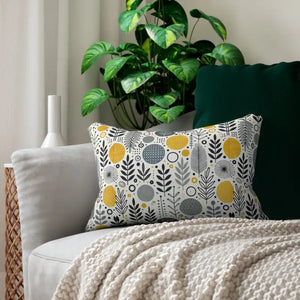 Modern Floral Yellow Lumbar Pillow - Vibrant Home Decor - Dipaliz - 20’’ × 14’’ - Back & Support Cushions
