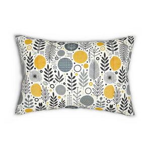 Home Decor - Modern Floral Yellow Lumbar Pillow - Vibrant - Dipaliz 20’’ × 14’’