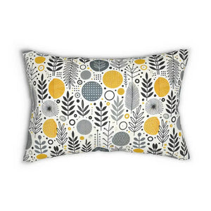 Home Decor - Modern Floral Yellow Lumbar Pillow - Vibrant - Dipaliz 20’’ × 14’’
