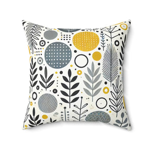 Modern Floral Yellow Grey Accent Pillow - Dipaliz - Throw Pillows