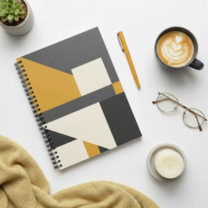 Modern Geometric Spiral Notebook - Metal Binding - Dipaliz - Journals