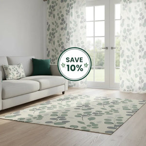 Modern living space with save 10% badge