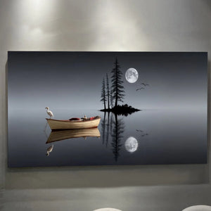Night Lake Wall Art – Moonlit Canvas Decor - Dipaliz - Prints