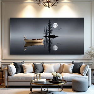 Night Lake Wall Art – Moonlit Canvas Decor - Dipaliz - Prints