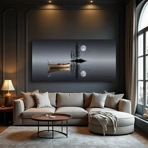 Night Lake Wall Art – Moonlit Canvas Decor - Dipaliz - Prints