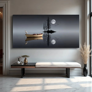 Night Lake Wall Art – Moonlit Canvas Decor - Dipaliz - Prints