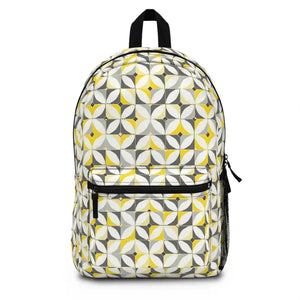 Grey Geometric Backpack with Vibrant Modern Yellow Details - Dipaliz - one Size - Backpacks