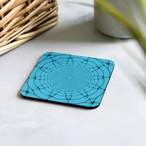 Blue Cork Coaster - Heat Resistant Geometric Pattern - Dipaliz - Coasters