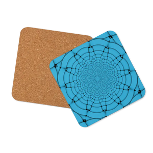 Blue Cork Coaster - Heat Resistant Geometric Pattern - Dipaliz - Coasters